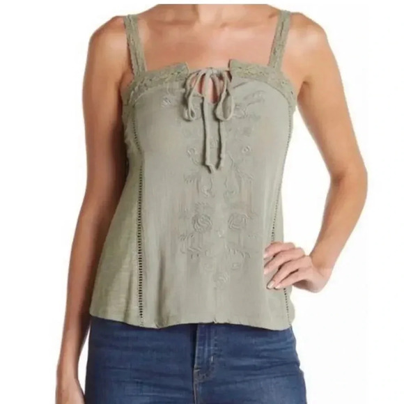 Mauby Embroidered Tie Neck Tank Top XXL - Picture 1 of 6